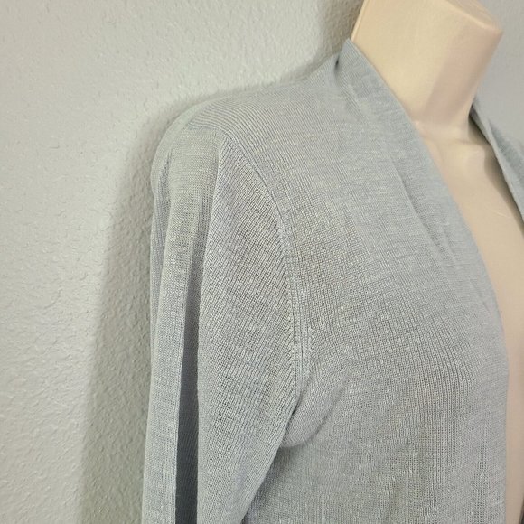 Eileen Fisher women Cardigan Straight Long Tencel Linen Rib grayish sz PM new - Picture 5 of 12